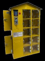 Honigautomat 10-Fächer ; Gehäuse Rapsgelb, Dach Schwarz; Zahlenfeld, 180mm Fachtiefe