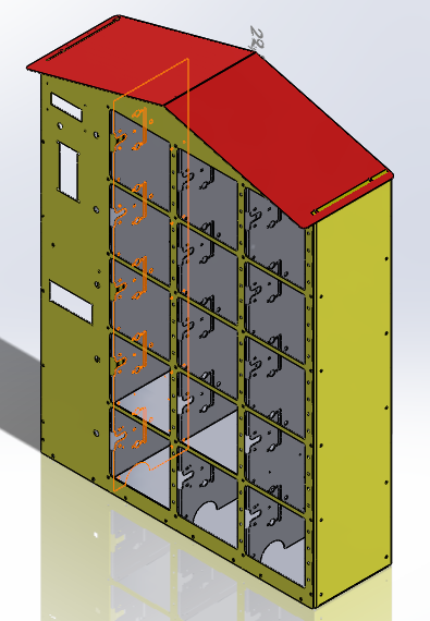 Honey machine 15 compartments; Rapeseed yellow housing, red roof