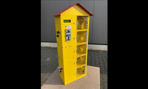 Honey machine 5 compartments; Rapsseed yellow housing, red roof